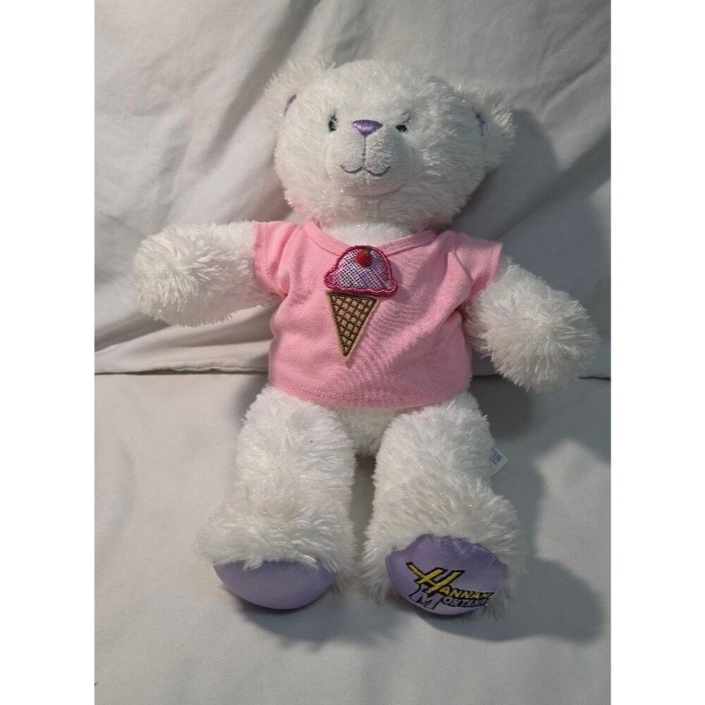 Hannah Montana Plush Teddy Bear White Purple Shirt Medium Collectible